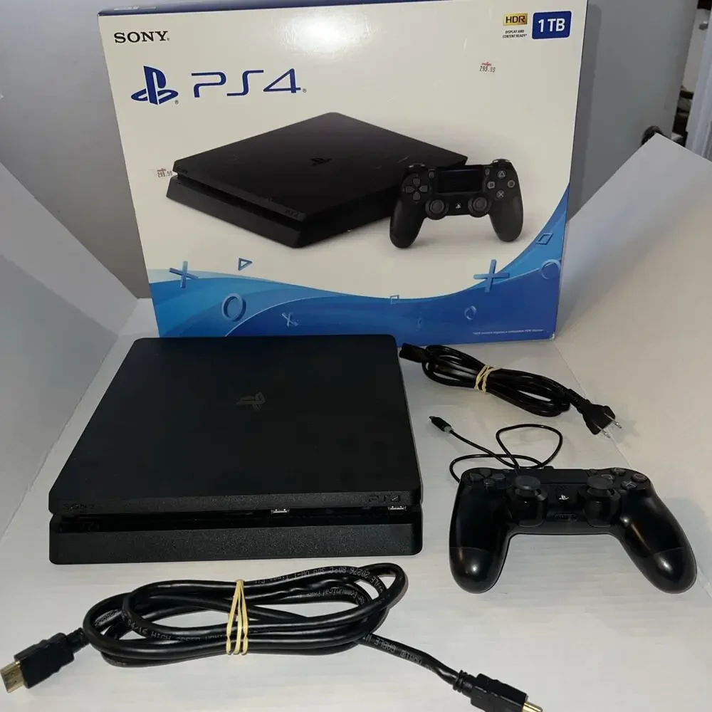 Sony PlayStation 4 Slim 1TB Black PS4 Console CUH-2215B -CLEAN WORKS TESTED-CIB